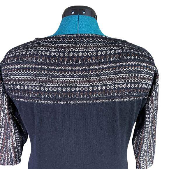 Chaps Classics Boat Neck Knit Sweater 3/4 Sleeve Petite Large Black Metallic Gol - Picture 4 of 14